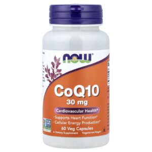 Now Foods CoQ10, ubichinon 30 mg, 60 rostlinných kapslí