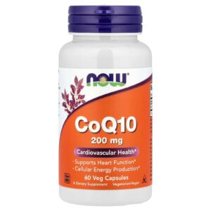 Now Foods CoQ10 200 mg, koenzym Q10 ubichinon, 60 rostlinných kapslí