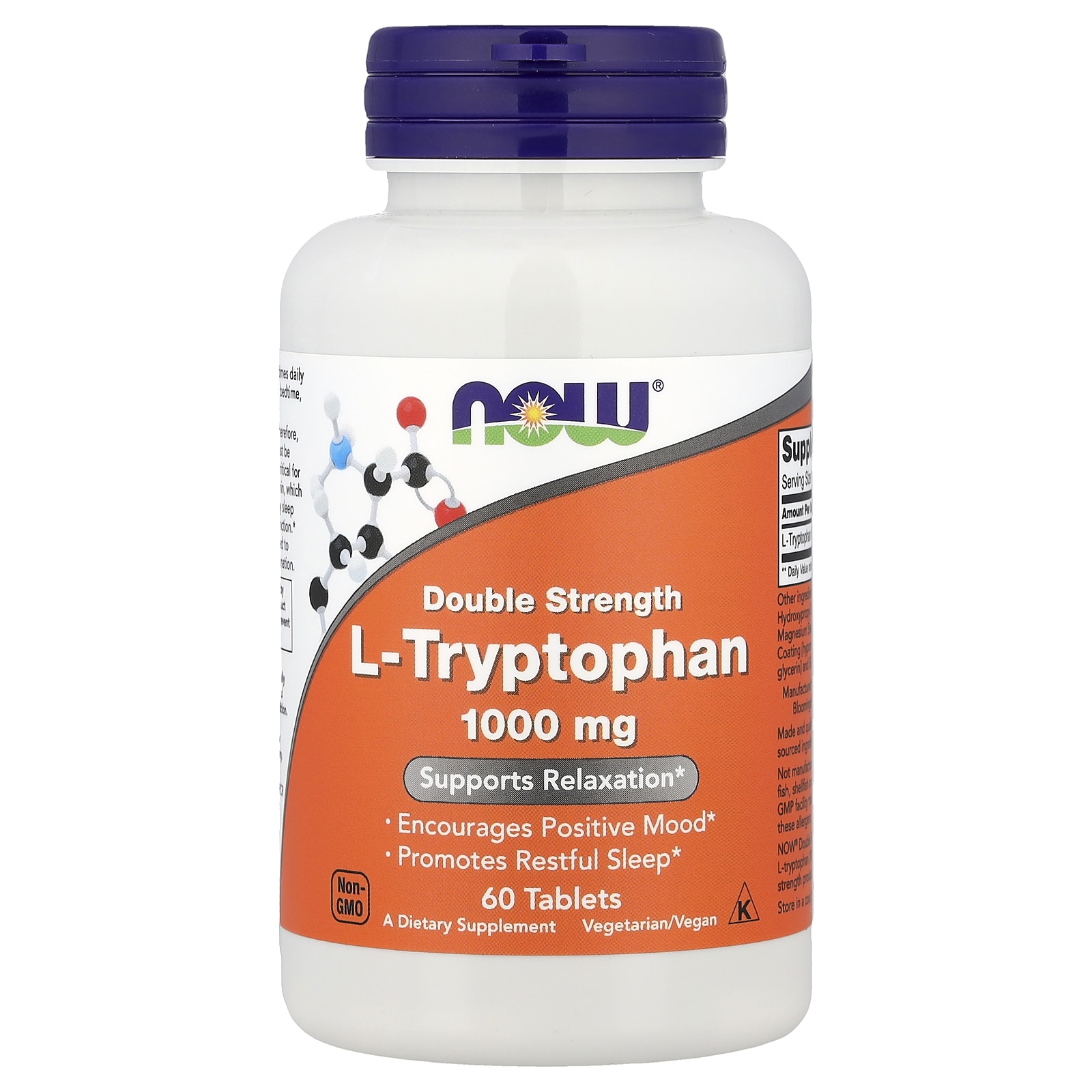 NOW L-tryptofan 1000 mg Double Strength, 60 tablet