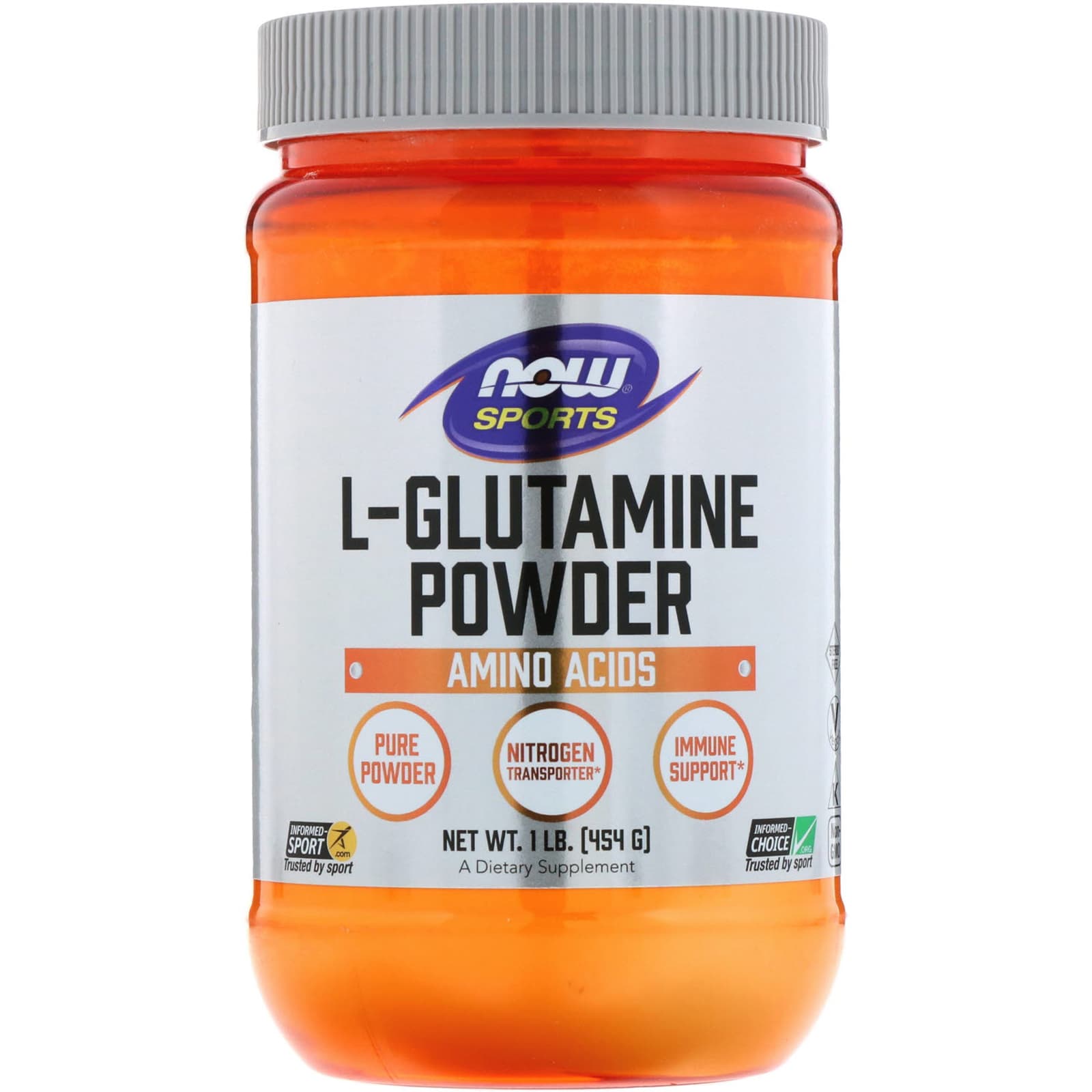 Now Foods L-glutamin, prášek, 454 g