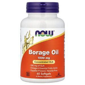 Now Foods Borage Oil, brutnákový olej 1000 mg, 60 softgelových kapslí