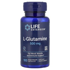 Life Extension L-glutamin, 500 mg, 100 rostlinných kapslí