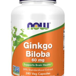 Now Foods Ginkgo biloba, 60 mg, 240 rostlinných kapslí