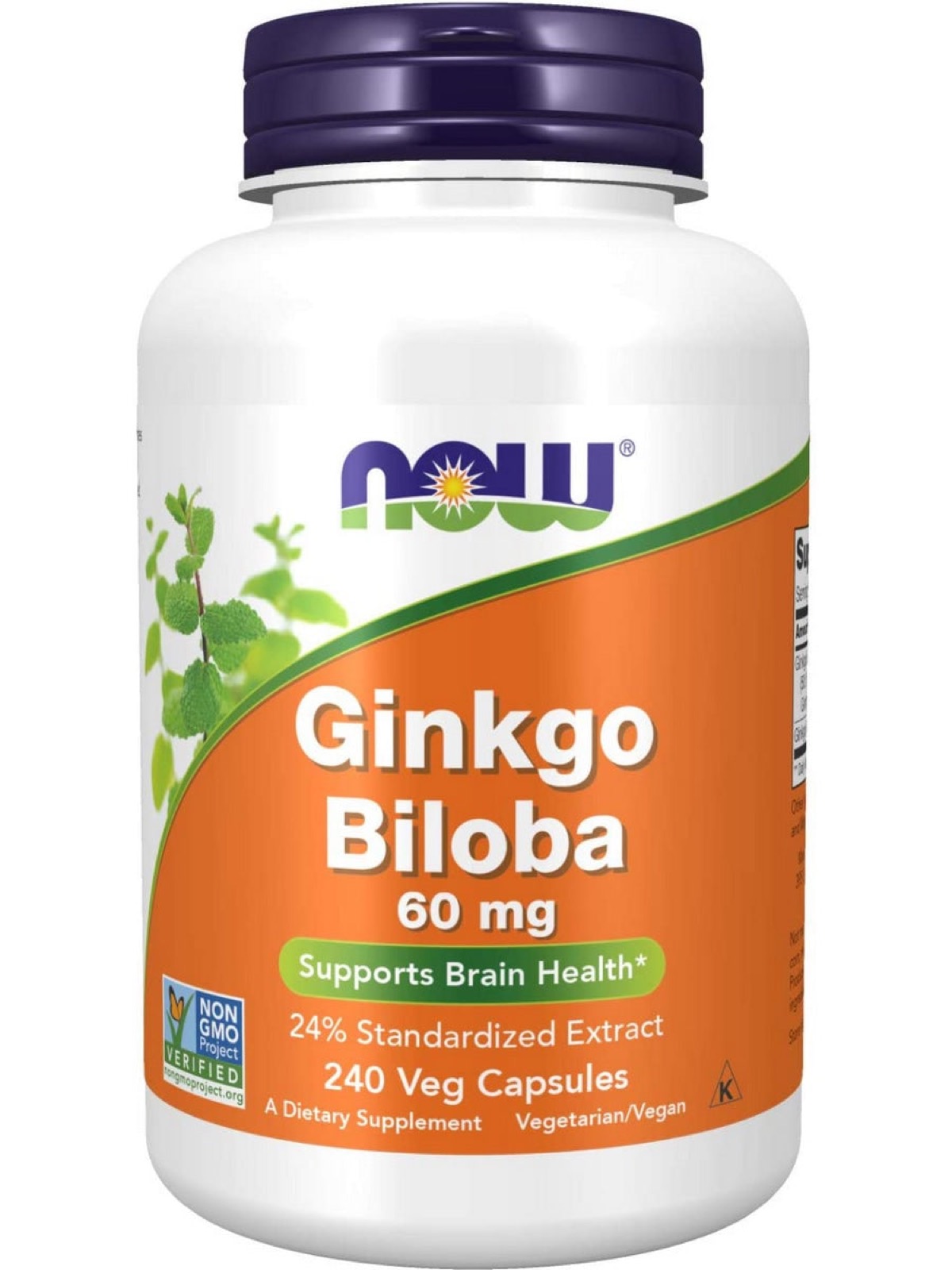 Now Foods Ginkgo biloba, 60 mg, 240 rostlinných kapslí