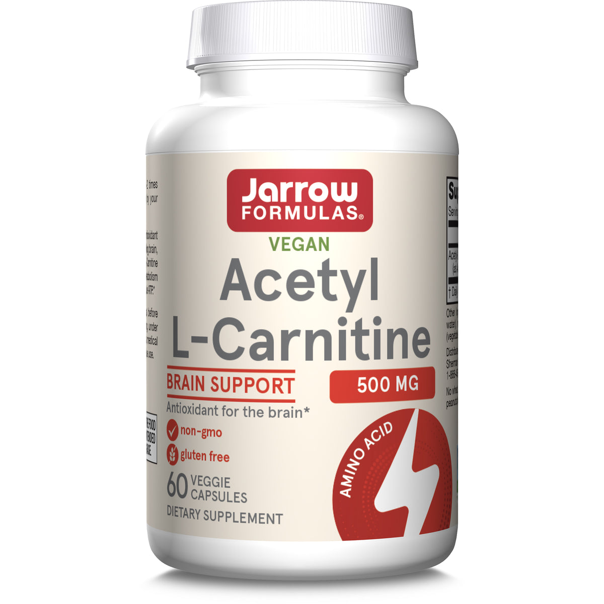 Jarrow Formulas Acetyl-L-karnitin 500 mg, 60 rostlinných kapslí
