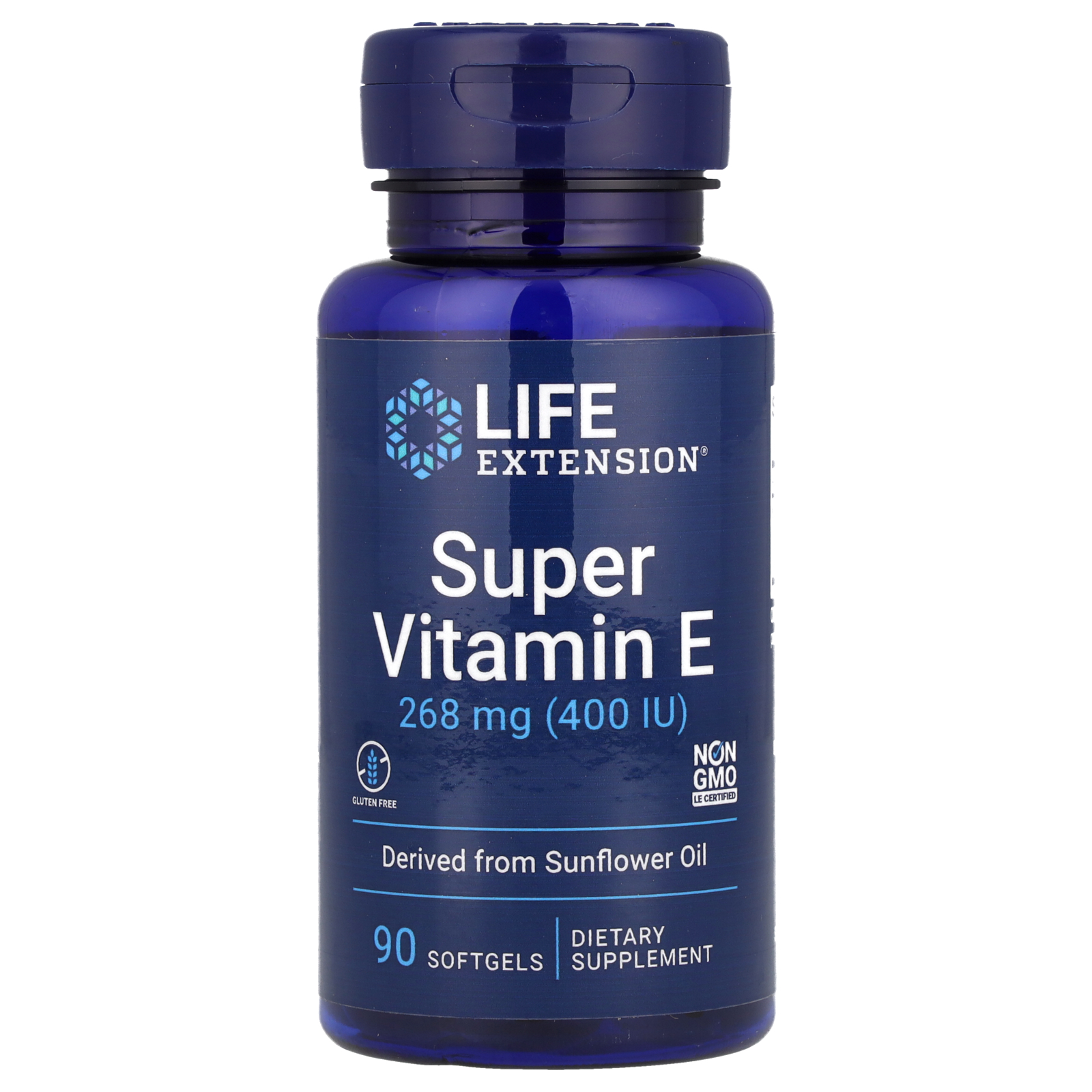Life Extension Super Vitamín E, přírodní tokoferol 268 mg, 90 softgel kapslí