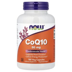 Now Foods CoQ10 60 mg, koenzym Q10 ubichinon, 180 rostlinných kapslí