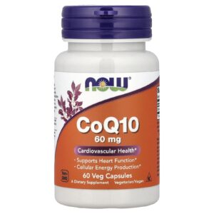 Now Foods CoQ10, ubichinon 60 mg, 60 rostlinných kapslí