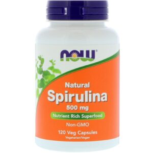 Now Foods Spirulina, 500 mg, 120 rostlinných kapslí