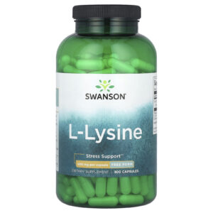 Swanson L-Lysin, aminokyseliny ve volné formě, 500 mg, 300 kapslí