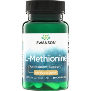 Swanson L-methionin, aminokyseliny, 500 mg, 30 kapslí