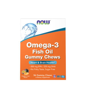 NOW Omega-3 Gummy Chews, rybí olej, maracuja, 36 žvýkacích bonbonů