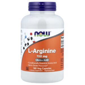 Now Foods L-arginin, 700 mg, 180 rostlinných kapslí
