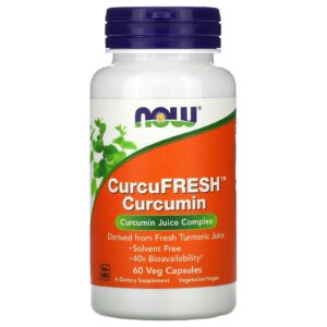 Now Foods CurcuFresh, kurkumin z prášku čerstvé šťávy kurkumy, 60 rostlinných kapslí