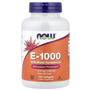 NOW Foods Vitamín E-1000 se směsí tokoferolů, 670 mg, 100 softgel kapslí