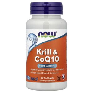 NOW Foods Krill a CoQ10, krill olej s koenzymem Q10, 60 kapslí