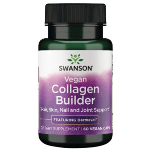 Swanson Vegan Collagen Builder, kyselina askorbová s bambusem, 60 rostlinných kapslí