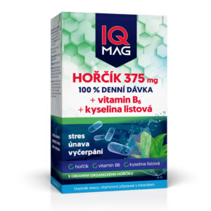 IQ Mag hořčík 375 mg s B6 a kyselinou listovou, 60 kapslí