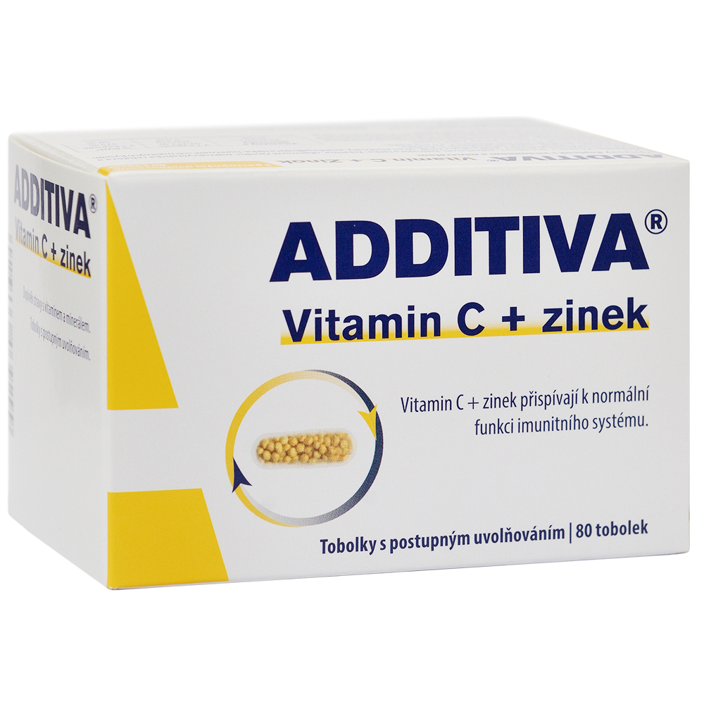 Additiva Vitamin C a zinek, kyselina askorbová, 80 kapslí
