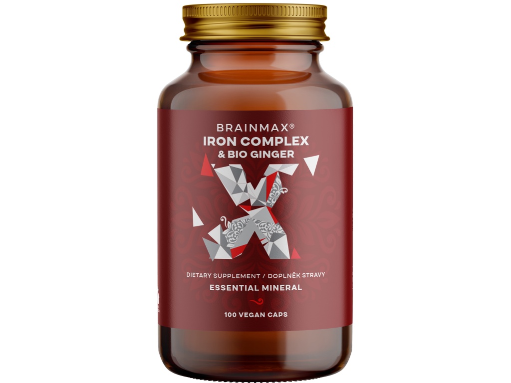 BrainMax Iron Complex, železo bisglycinát, 25 mg, 100 kapslí