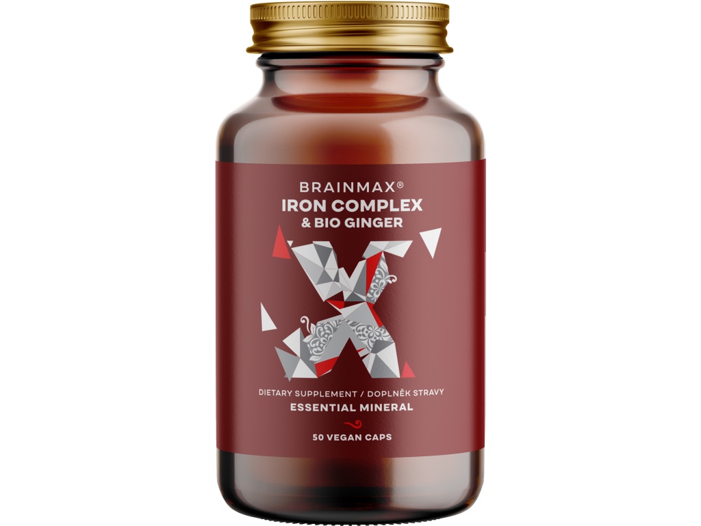 BrainMax Iron Complex, železo bisglycinát, 25 mg, 50 kapslí