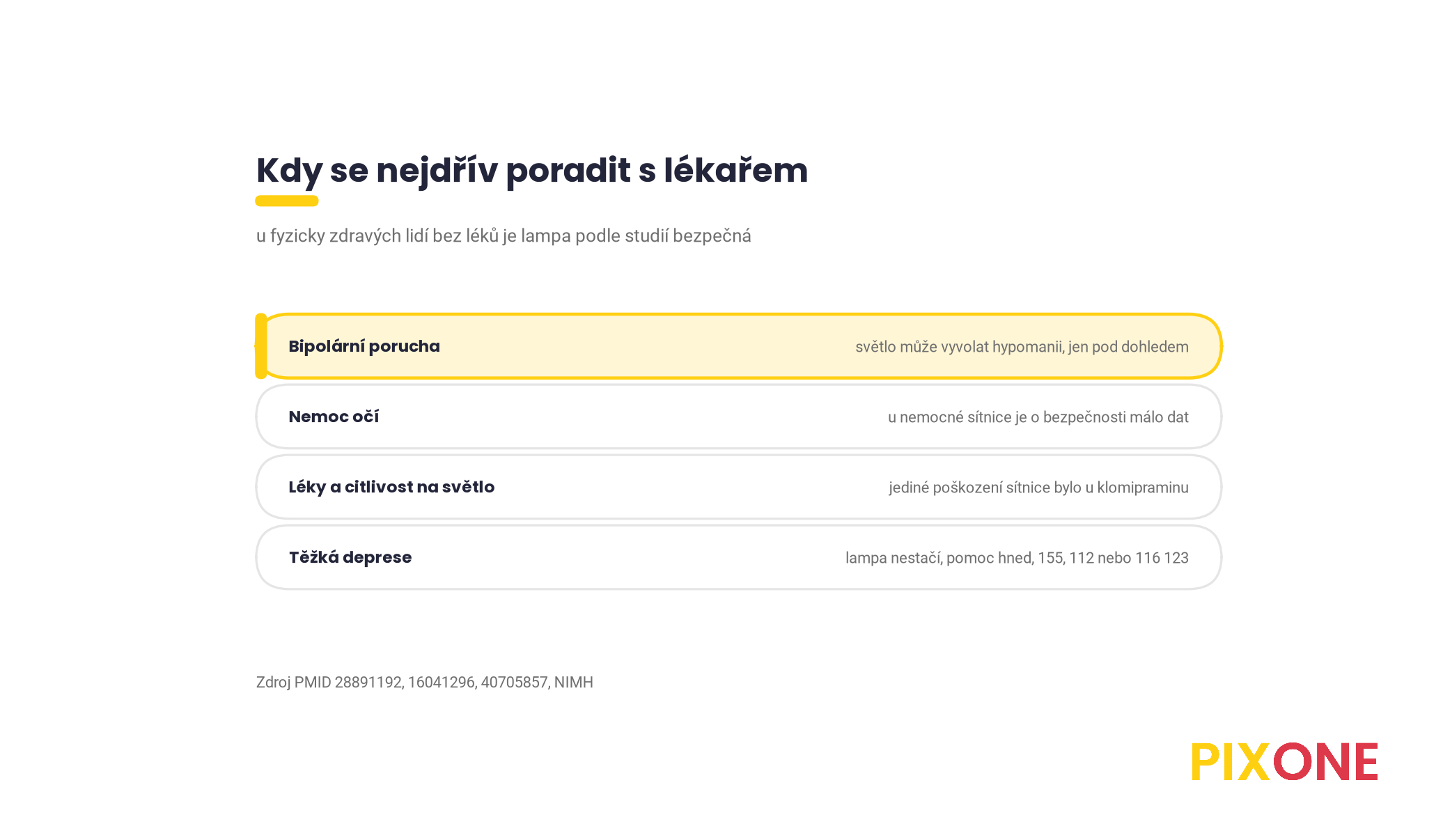 Kdy je potřeba poradit se s lékařem před světelnou terapií, bipolární porucha, nemoci očí, léky zvyšující citlivost na světlo a těžká deprese